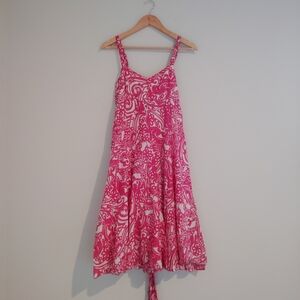 Vansa Pink and White Patterned Sundress